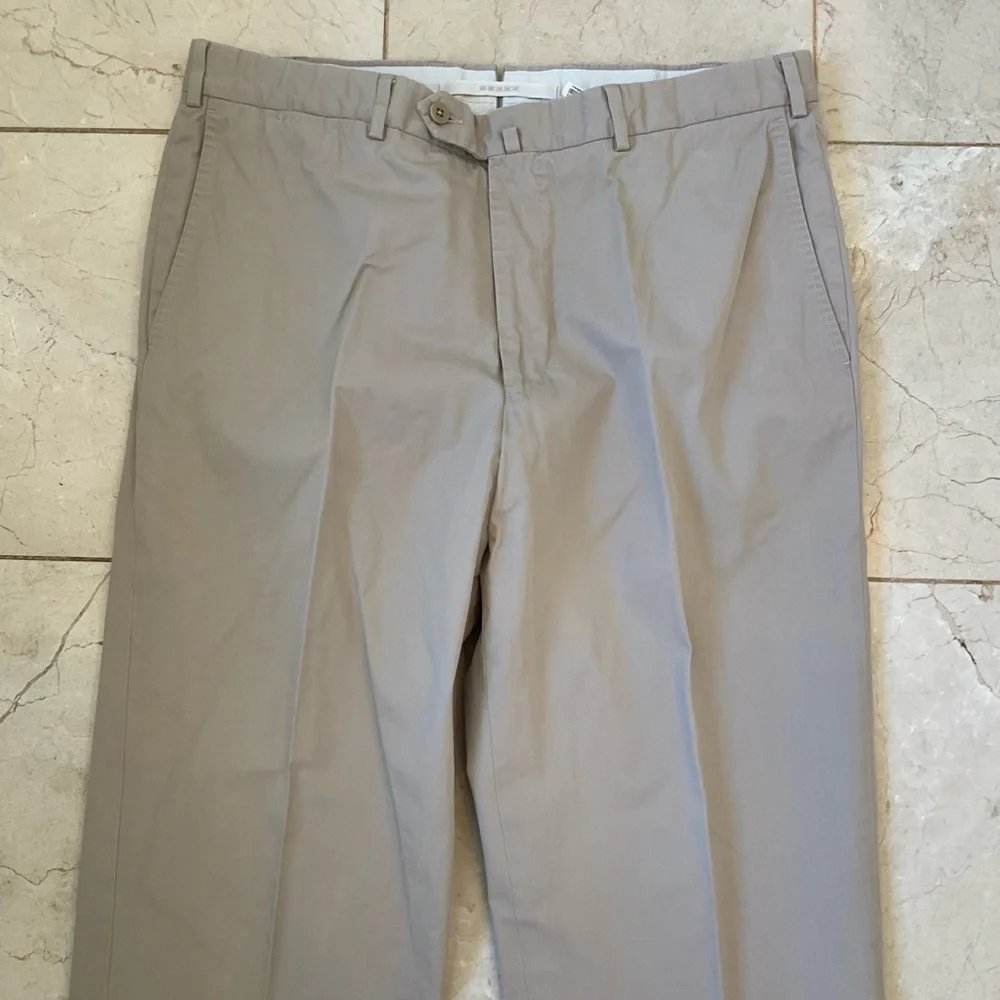 Ermenegildo Zegna Casual Khaki Trousers, 100% Cotton, Elegant Casual, Mens Sz 36